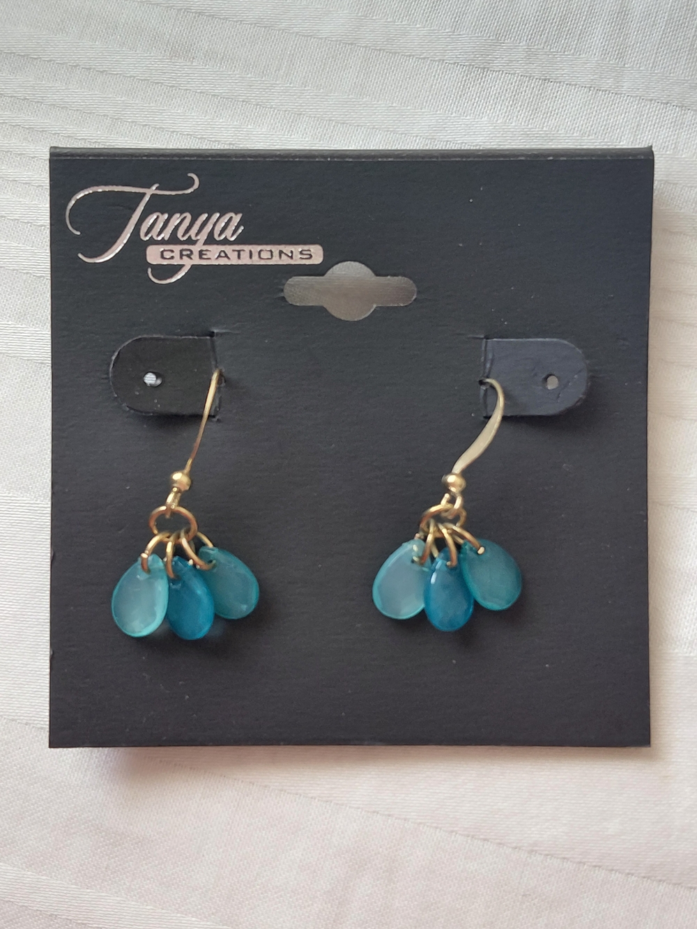 Tanya Creations Dangle Earrings Blue & Gold